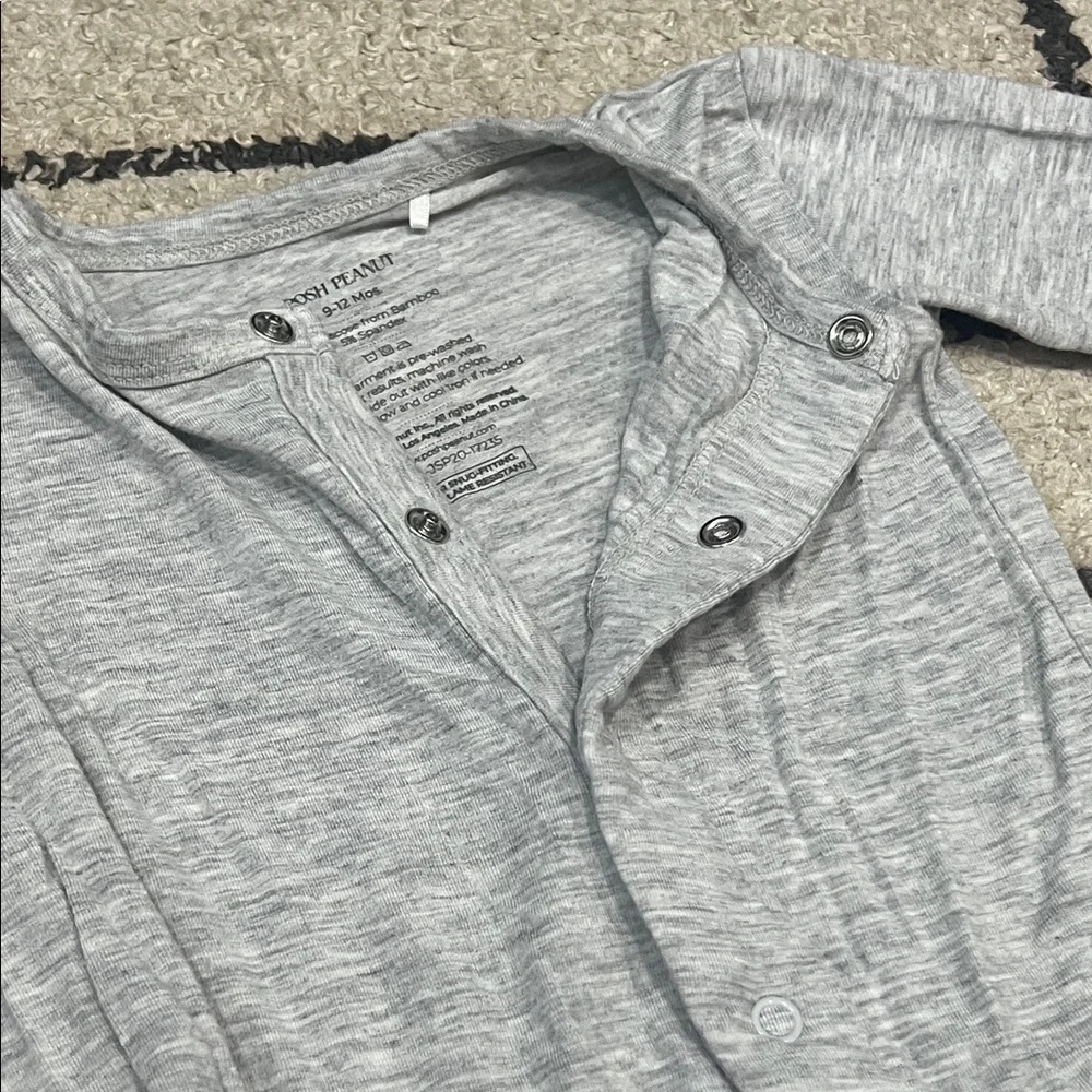 Posh Peanut Grey Heather Footed One-Piece Romper